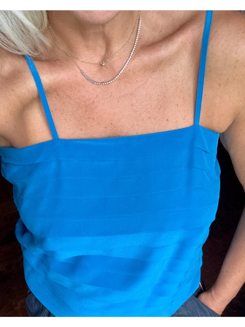 Royal Silk 100% Silk Tank Top Royal Blue Spaghetti Strap Size 8